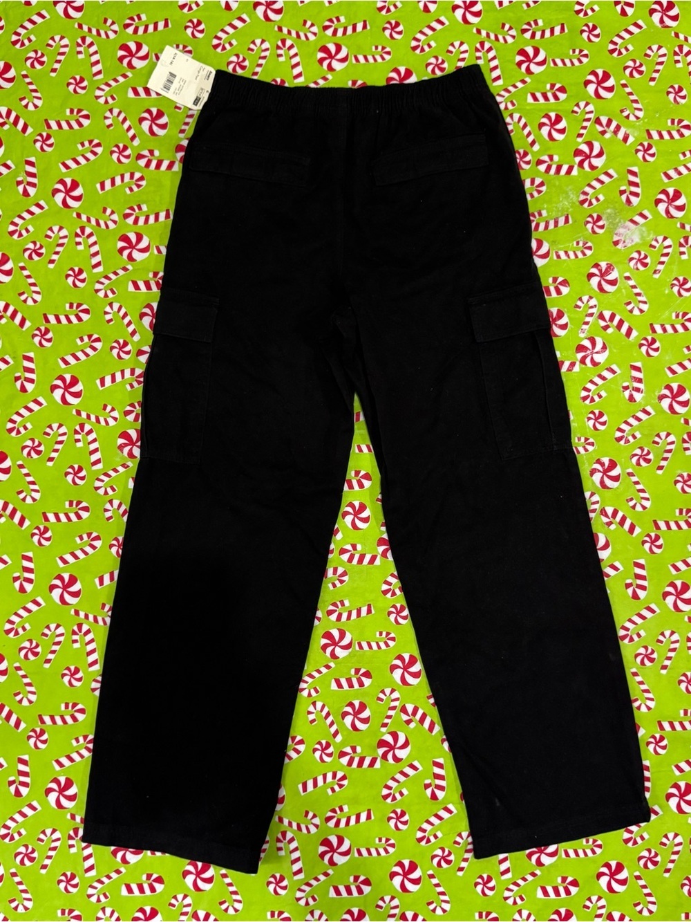 Boys L 14-16 Black Cargo Pants 100%Cotton 6 Pocket Elastic Waist Pull On Fit NWT - Picture 7 of 13